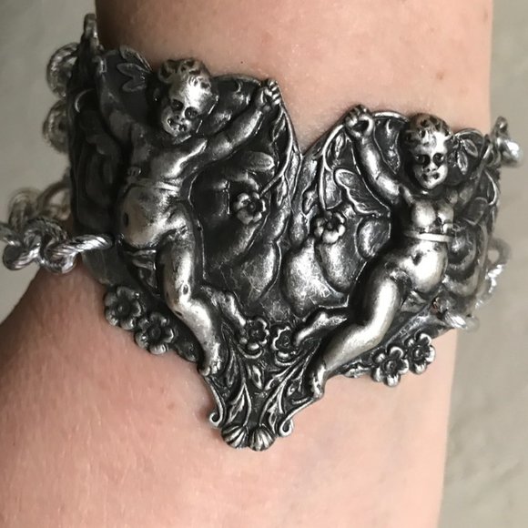 Antique Obsessions Jewelry - Cherub Chain Angel Bracelet Statement Goth Victorian Gothic Slave Cuff Link